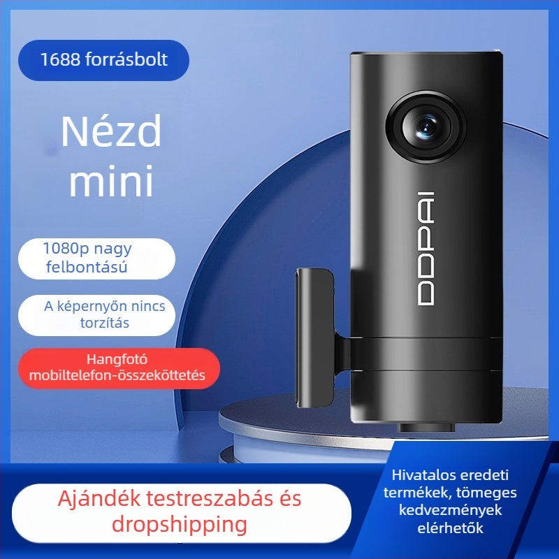 Autós dashcam 1080p éjszakai látással, forgó lencsével, Wi‑Fi-vel, 150° látómező