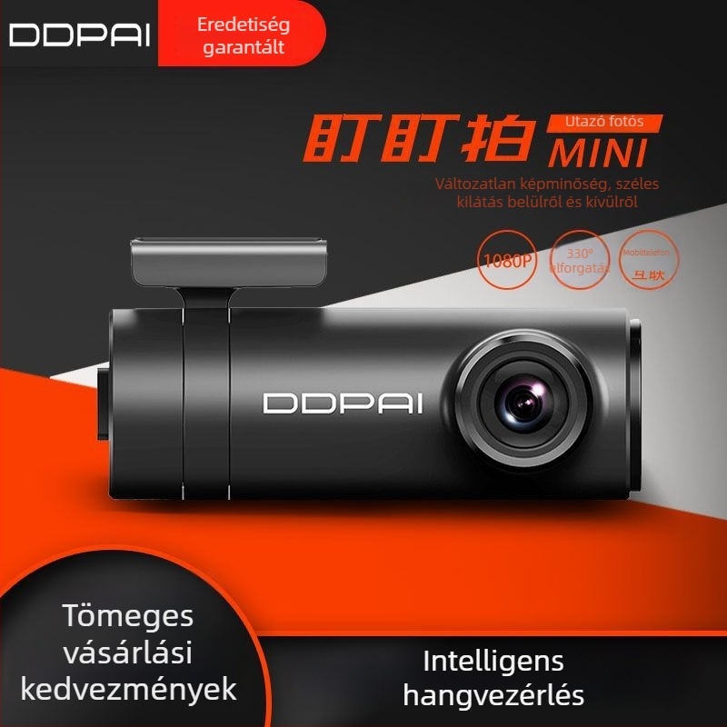 Autós dashcam 1080p éjszakai látással, forgó lencsével, Wi‑Fi-vel, 150° látómező