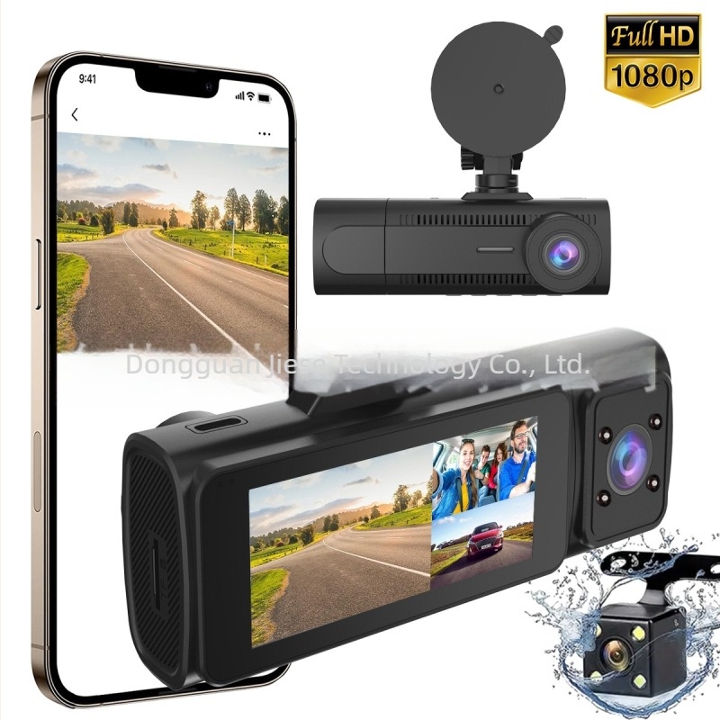 HD háromcsatornás autós DVR, 3,18 hüvelykes kijelző
