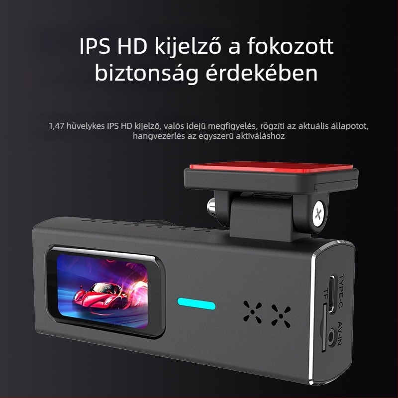 HD-s vezetési felvételi eszköz Wi‑Fi-vel, dash kamera az autó előtti üveghez, 24 órás parkolási megfigyelés