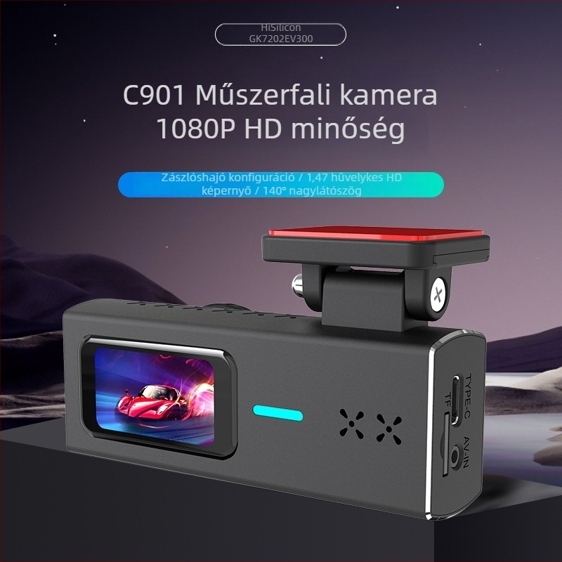 HD-s vezetési felvételi eszköz Wi‑Fi-vel, dash kamera az autó előtti üveghez, 24 órás parkolási megfigyelés