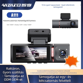 Wi‑Fi autós dashkamera kettős lencsékkel, 1440P, 3,5 colos IPS kijelző