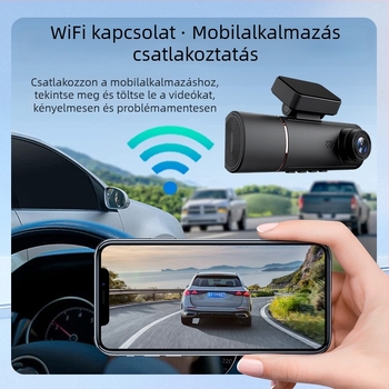 Wi‑Fi autós dashkamera kettős lencsékkel, 1440P, 3,5 colos IPS kijelző