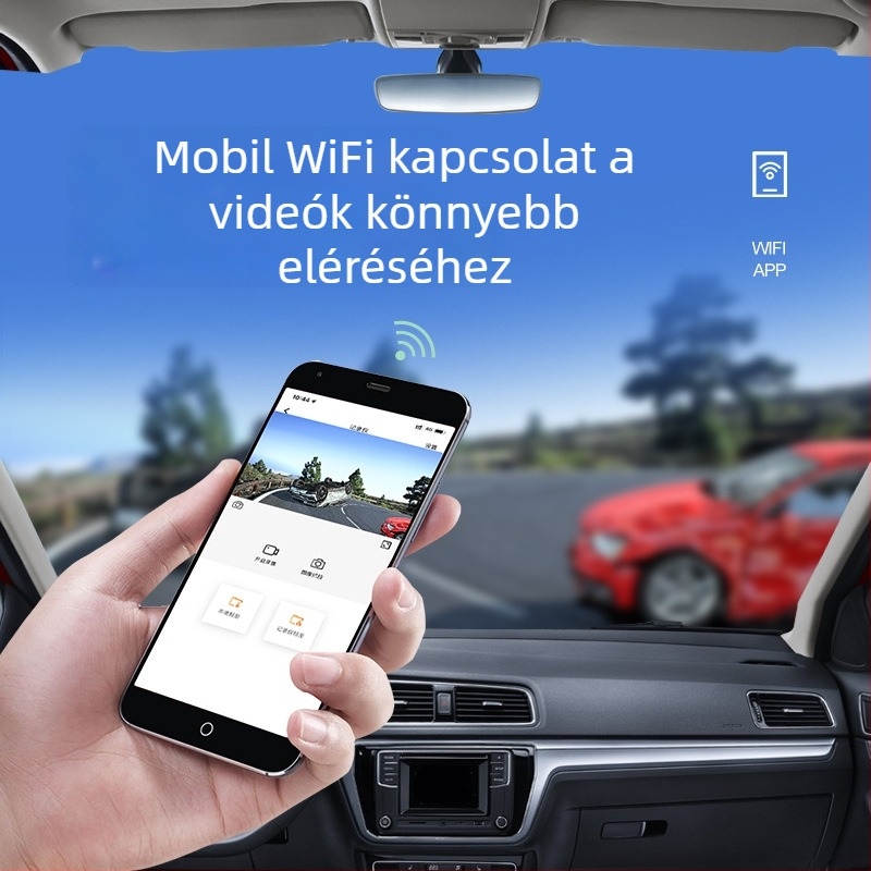 Új 1600P ultraklaritású autós DVR, hangvezérlés, elő- és hátsó felvétel, Wi-Fi telefonos kapcsolódás, parkoló monitorozás