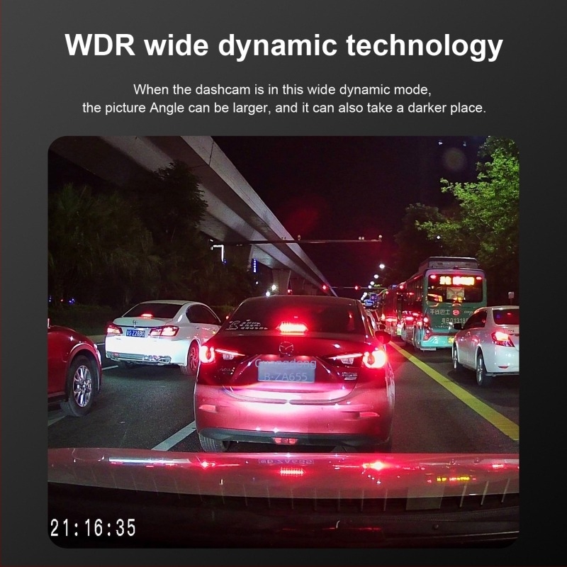 4K-s autó DVR kettős lencsével, elő- és hátsó kamera, éjszakai látás, Wi‑Fi, 170°-os látómező