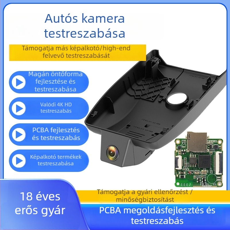 Gyárilag testre szabott autós dash kamera PCBA megoldás fejlesztése, 4K UHD, 24 órás megfigyelés, vezeték nélküli felvétel