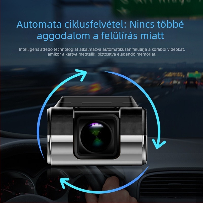 Autós dashkamera 1080p, 140° látószög, hurokfelvétel, USB interfész, szélvédőre szerelhető (1080p; 140°; hurokfelvétel; USB)