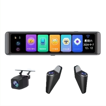 Hátsó nézet tükrös dash cam BSD 360°, ADAS, 4K felvétel, 4 csatornás, érintőképernyő, Wi‑Fi