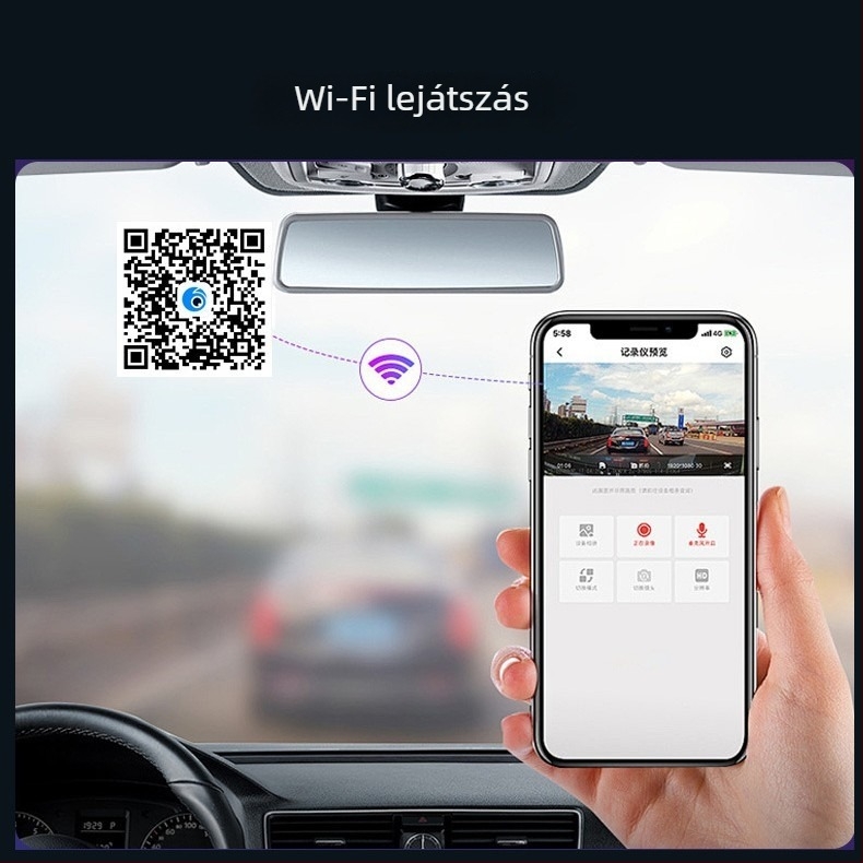 Hátsó nézet tükrös dash cam BSD 360°, ADAS, 4K felvétel, 4 csatornás, érintőképernyő, Wi‑Fi