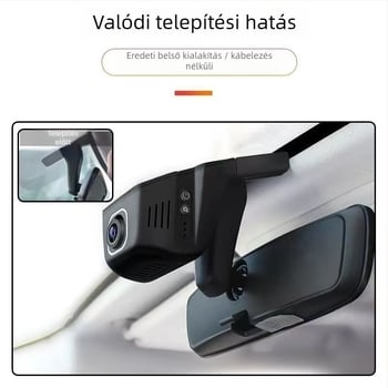 U-alaku rejtett autó dashcam Wi‑Fi-vel, 4K/1080p felvételi módok, 170° látószög, ciklikus felvétel és parkoló megfigyelés