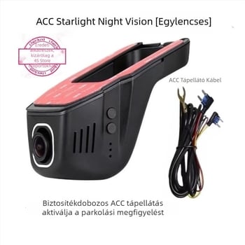 U-alaku rejtett autó dashcam Wi‑Fi-vel, 4K/1080p felvételi módok, 170° látószög, ciklikus felvétel és parkoló megfigyelés