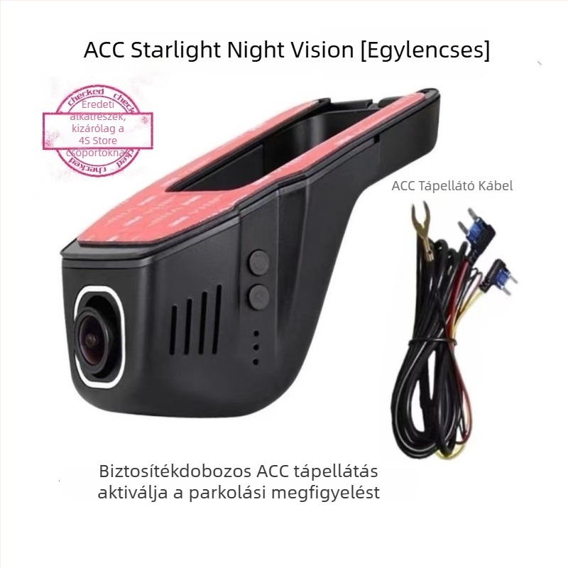 U-alaku rejtett autó dashcam Wi‑Fi-vel, 4K/1080p felvételi módok, 170° látószög, ciklikus felvétel és parkoló megfigyelés