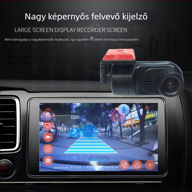 USB autós videóregisztrátor Androidos nagy képernyővel navigációval és ADAS-szal, Android Car DVR