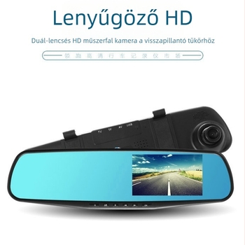 Hátsó tükrös dashcam kettős felvétellel, 1080p, 140° látószög, 64GB TF-kártya, USB interfész