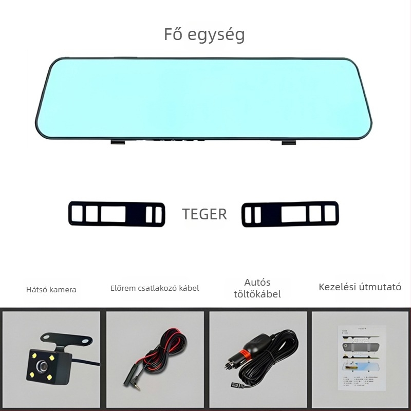 Előre- és hátsó kettős felvételű autós dash cam - 1080p, parkolásfigyelés, éjjellátás, körkörös felvétel