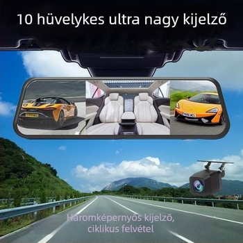 4K‑os 360° panorámás autós dashcam Wi‑Fi‑vel és telefonkapcsolattal, három lencsével, 180°-os tolató kép