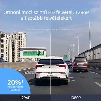 360° autós dash cam 1296P éjszakai látás parkolási megfigyelés vezeték nélküli