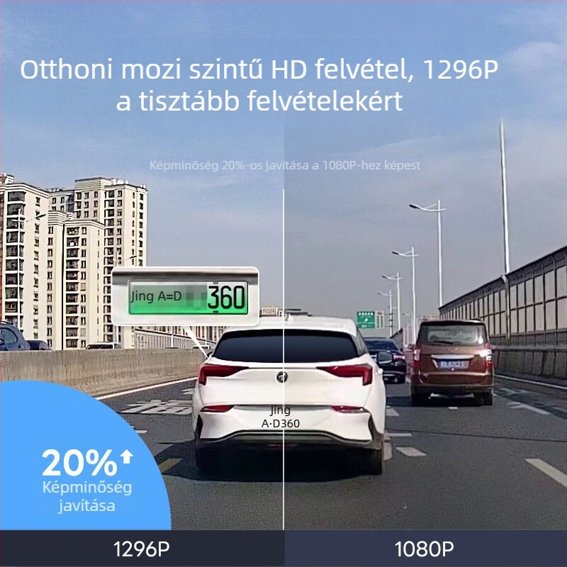 360° autós dash cam 1296P éjszakai látás parkolási megfigyelés vezeték nélküli