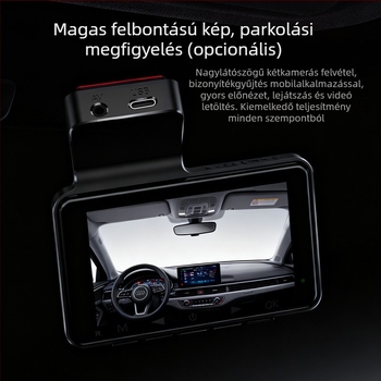 Visszapillantó tükrös dash cam elő- és hátsó felvétellel, 1440p, 140° látószög, F1.8 rekesz, 128GB, ciklikus felvétel