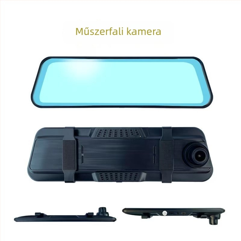 V801080P Kétlencsés hátsó tükrös dash cam, 9,66 hüvelykes kijelző, elülső és hátsó felvétel