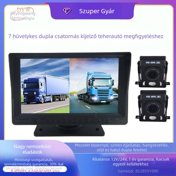 Kamion elő–hát dash cam, kettős csatorna, 1080p, 120° látószög, 128GB TF-kártya, 24 órás felvétel, USB és Wi‑Fi