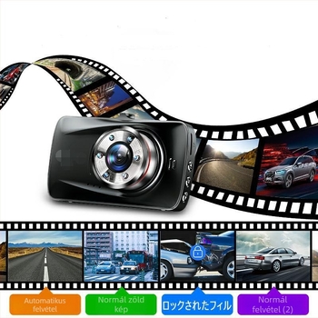 GPS-autós DVR kettős lencsével, 1296P, 170° látószög, ciklusos felvétel, HDMI/AV, TF-kártya 32GB-ig