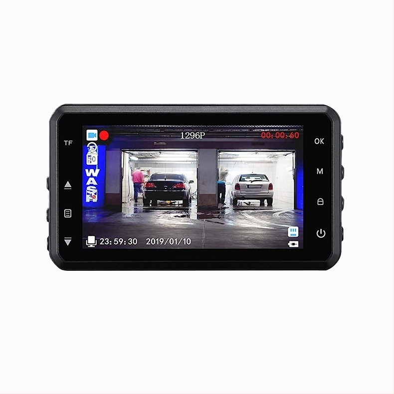 GPS-autós DVR kettős lencsével, 1296P, 170° látószög, ciklusos felvétel, HDMI/AV, TF-kártya 32GB-ig