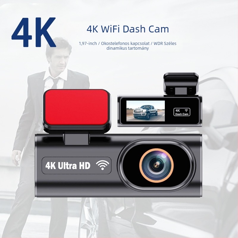 Kétlencsés autós dash kamera, 1080p felbontás, 140° látószög, GPS nyomkövetés és parkolási felügyelet