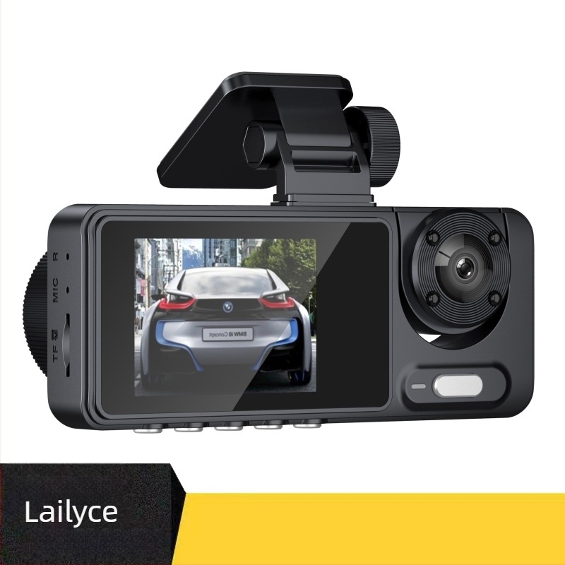 Háromlencsés autós kamera, Wi‑Fi, éjszakai látás, széles látószög, 1080p