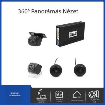360°-os panoráma nézetű autós dash kamera, 1080p HD, éjjeli látás, elő- és hátsó felvétel, körkörös felvétel