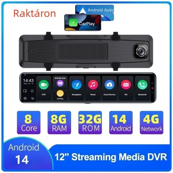 Tükörbe épített autós DVR – elő- és hátsó dupla felvétellel, 1080p, 170° látószög, GPS navigáció, 4G