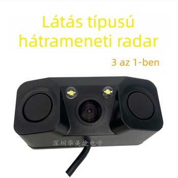 3-in-1 vizuális tolató radar kamerával és csengővel, 12V, 2W, 2 szenzor, észlelési távolság 2,5 m