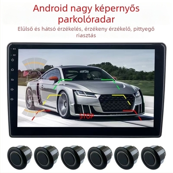Android autóradar nagy képernyővel: előre és hátra ütközésfigyelő radar, 4/6/8 szenzorral