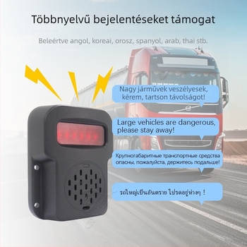 Nagy járművek holttérfigyelő rendszere hang- és fényriasztással hátramenet közben, 4 fény vagy 6 fény, hangerő állítható