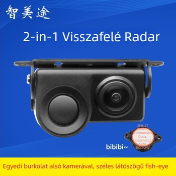 2 az 1-ben vizuális hátrameneti radar kamera CCD fisheye, 12V, 2 m érzékelési tartomány, csipogó riasztás