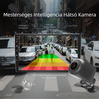 AI intelligens tolató kamera hangriasztással és radarral – 170° látószög, 1280x720 AHD, 12V, 270 g
