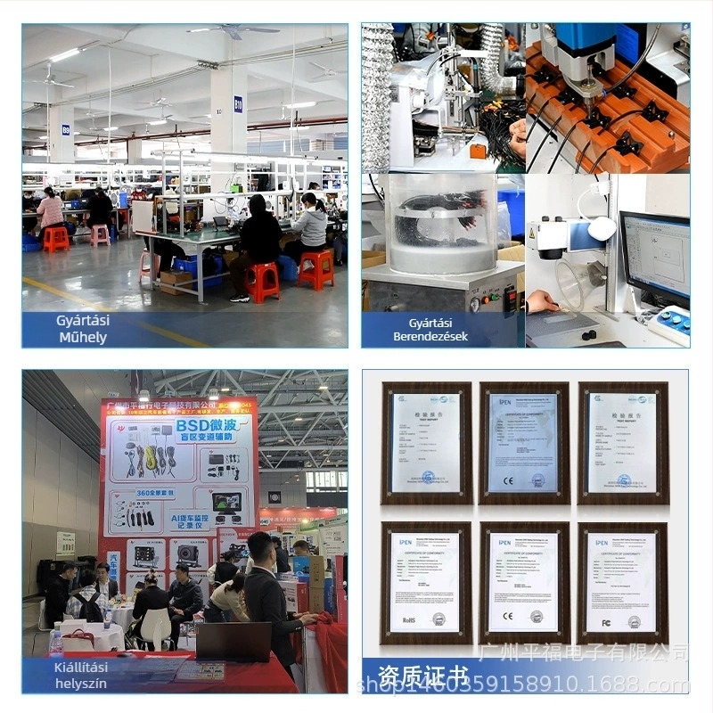 AI intelligens tolató kamera hangriasztással és radarral – 170° látószög, 1280x720 AHD, 12V, 270 g