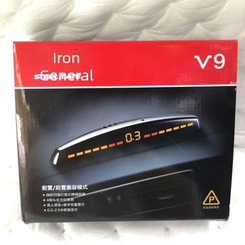 Iron General 4-szenzoros tolató radar V9, elő- és hátsó kompatibilitás, hangos és digitális kettős kijelző