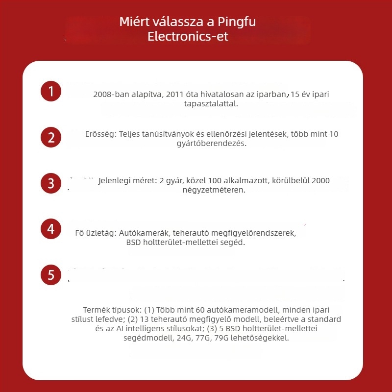 Holttérfigyelő rendszer sávváltás-asszisztállal és milliméteres hullámú radarral (10 m érzékelési tartomány, hátsó tükör kijelző, 12V tápegység, fény- és hangriasztás, -30°C–80°C)