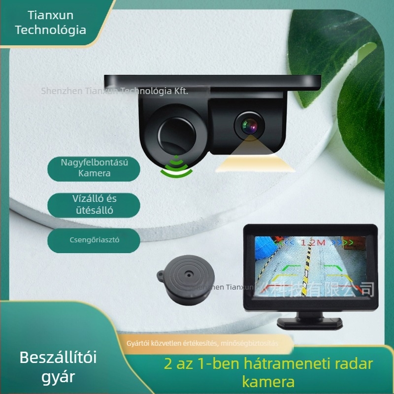 Vizuális tolató radar rendszer – 2 az 1-ben modell, 4/6/8 szenzor, detekciós tartomány 0,3–2 m, 12V tápegység