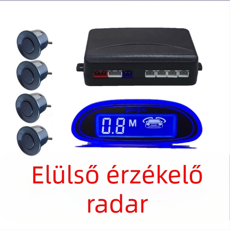 Hátrameneti radar hangos figyelmeztetéssel, LED8-Top 4 Probe, 4 érzékelő, érzékelési tartomány 0.3–0.8 m, 24V tápegység