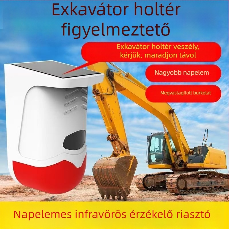 Napelemes hangos riasztó ásógép holttérfigyelésére, jobb oldali hátrameneti radar teherautókhoz és targoncákhoz