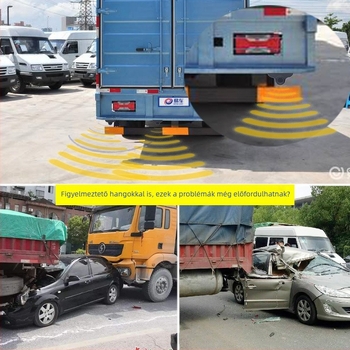 NY1010 Teherautókhoz készült visszaforduló radar, 4 szenzorral, LCD kijelző, 24V tápegység, érzékelési tartomány 0,3–2,3 m