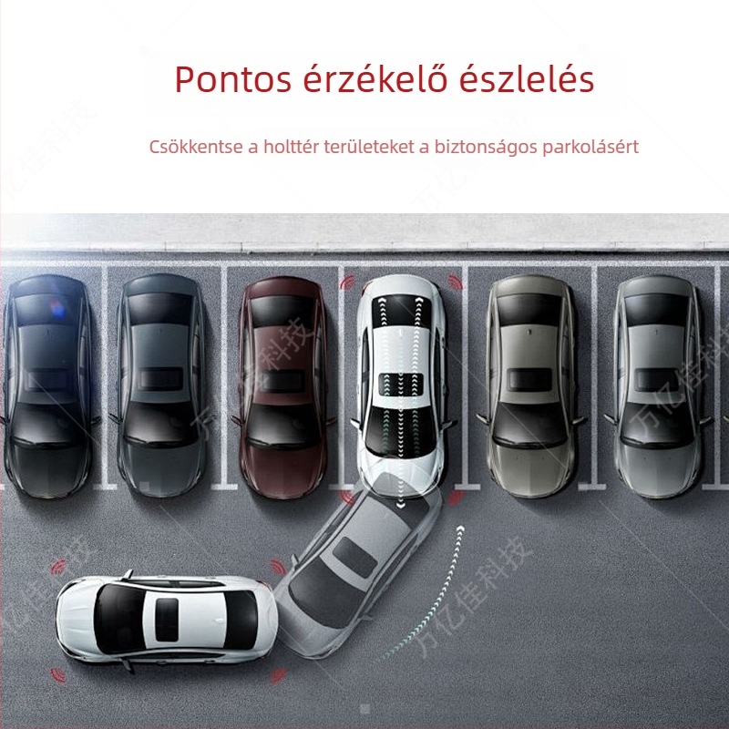 12V-os 2-in-1 hátsó radar és kamera egység, modell W-017, teljesítmény 2W, érzékelési tartomány 2 m, hangriasztás