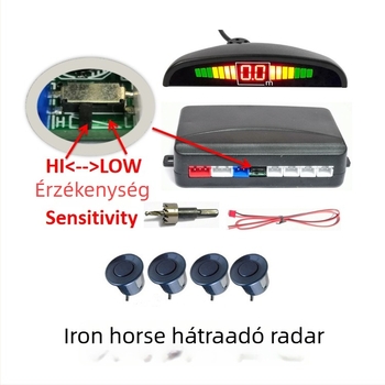 LED tolató radar, Small Crescent modell, érzékelési tartomány 0,3–2,5 m, 12 V tápegység, -40…+80 °C működési hőmérséklet