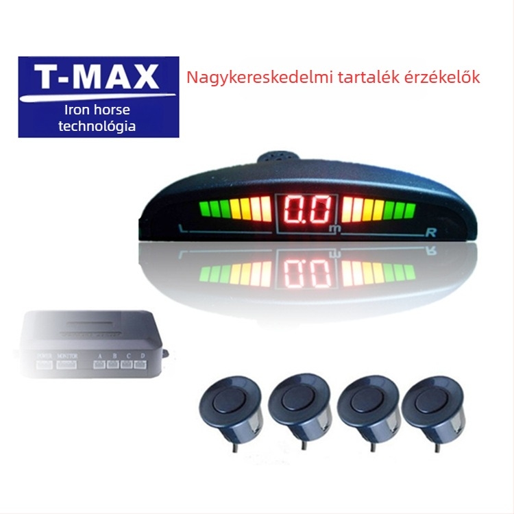 LED tolató radar, Small Crescent modell, érzékelési tartomány 0,3–2,5 m, 12 V tápegység, -40…+80 °C működési hőmérséklet