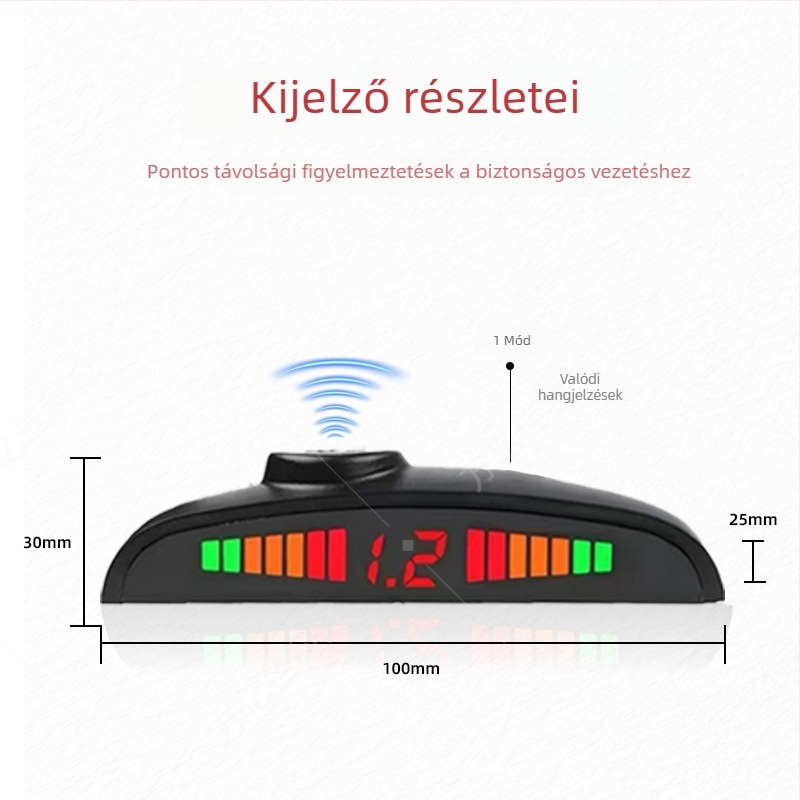 24V Hátrameneti radarrendszer teherautók és építőgépek számára — fúrás nélkül, akasztó szenzor, valós hangjelzés