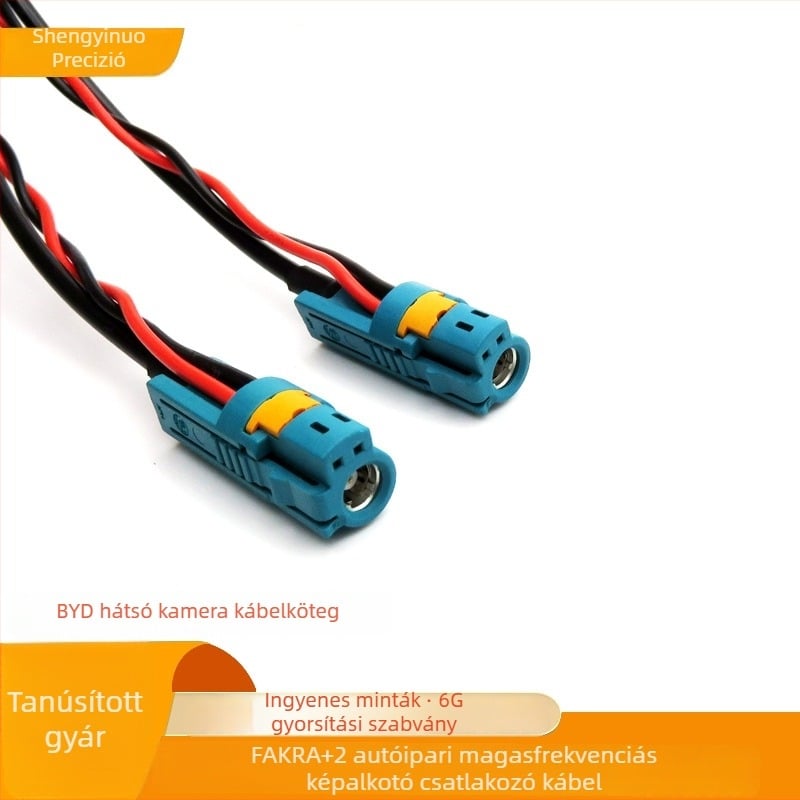 BYD Fakra+2Pin adapterkábél autó radarhoz, hátrameneti kép és vezetési regisztrátor illesztő; réz érintkezők; hideg préseléses gyártás