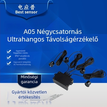 Ultrahangos távolságmérő szenzor, négymodulos kivitel, többirányú akadályészlelés és tolató radar robotautókhoz, méretek 88x50x32 mm