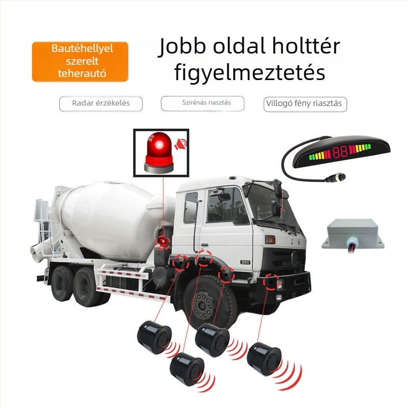 Jobb oldali vizuális hátsó radar, modell PZ316-B, 4 érzékelő, detektálási tartomány 2,5 m, 24V tápegység